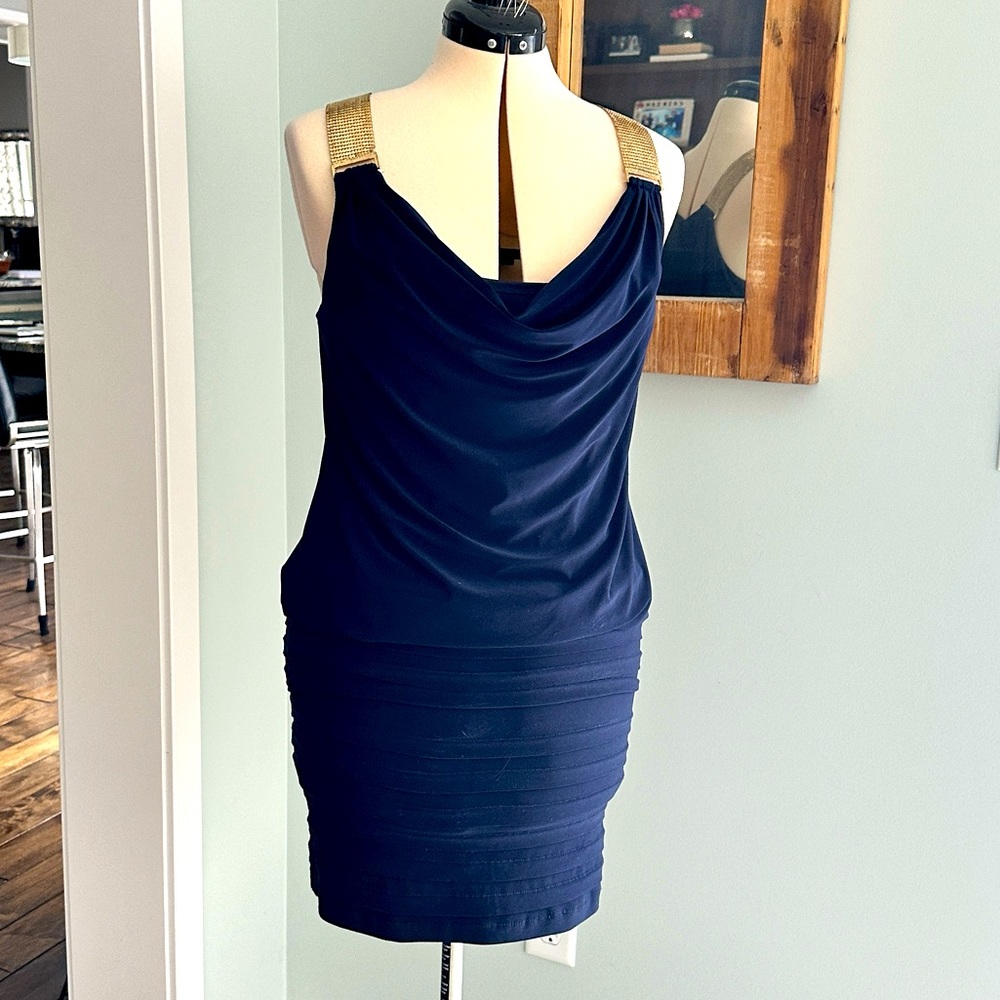 Betsy and Adam Chain Jersey Blouson Dress